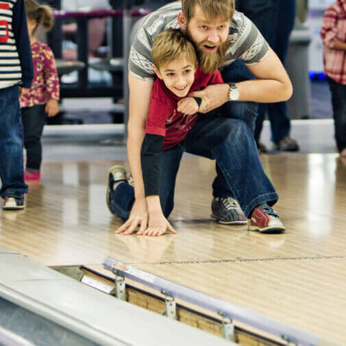 dad and son bowling